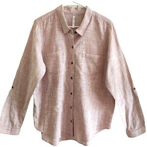 Kuhl Women's Shirt Button Up Roll Tab Sleeves Organic Cotton Top Pockets - XL